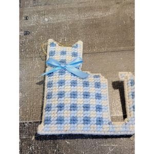 Blue crochet pattern cat Bow ornament Xmas decor